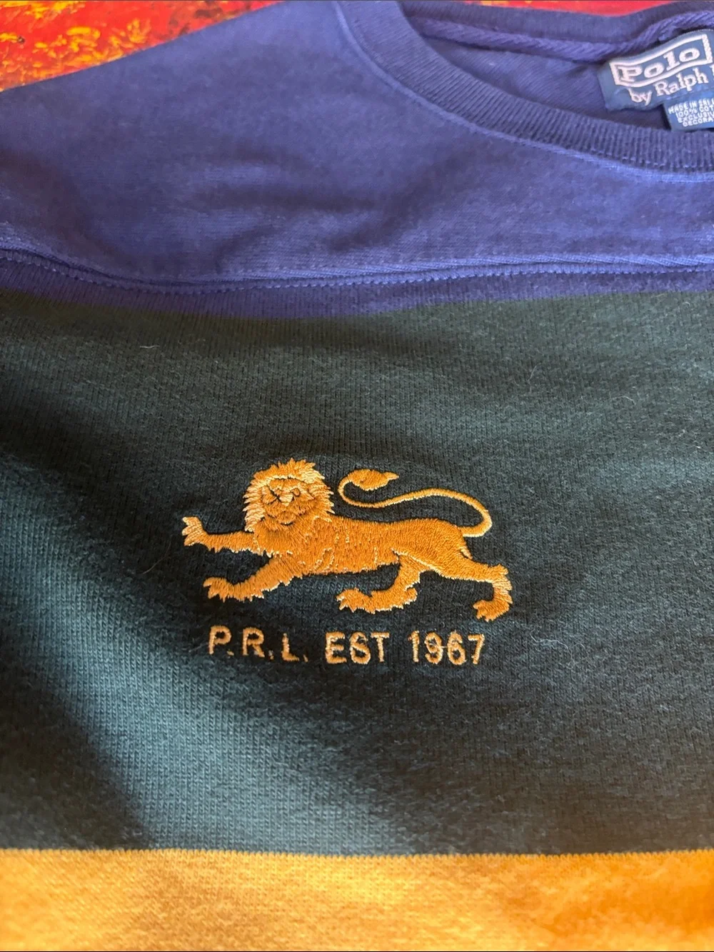 Ralph Lauren Polo Rugby Long-Sleeve Stripe Crewneck - Navy, Green, Yellow - Picture 11 of 12